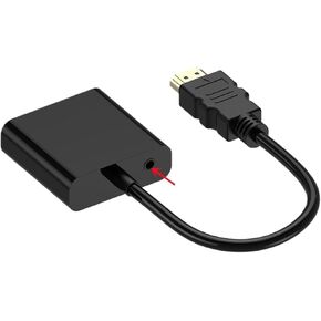1080P HDMI-Compatible to Adapter Cable with 3.5mm Ja-ck USB Power Port Converter for PC /3 Projector TV Box(with Audio No Power)