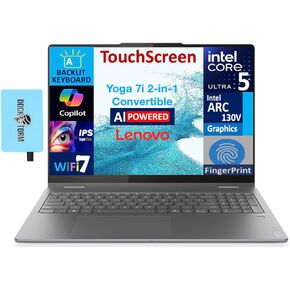 Lenovo Yoga 7i 2-in-1 AI Copilot + Laptop 16.0" 2K Touchscreen Display (Intel Ultra 5 Series 2, 16GB LPDDR5X, 2TB M.2 PCIe SSD, Backlit KB, Fingerprint, 2 TB 4, Win 11 Home) w/DKZ USB Port Expander