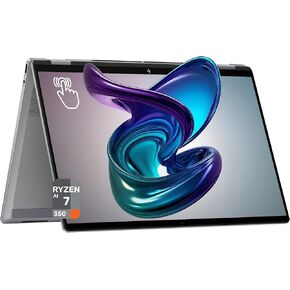 HP OmniBook X Flip 2-in-1 Copilot+ Laptop, AMD Ryzen AI 7-350, 24 GB LPDDR5x RAM, 1 TB PCIe SSD, 16" 2K (1920x1200) Touchscreen, AMD Radeon 860M, Backlit Keyboard, W11 Pro, Meteor Silver