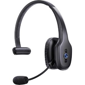 Bluetooth Headset, Trucker Wireless Headset with Noise Cancelling Microphone & Mute Button, 50Hrs Playtime, Wireless On-Ear Headphones with Mic for Home/Cell Phone/Computer/Zoom/Teams/Driver(Black)
