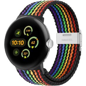 BlackPro Stretchy Braided Bands Compatible with Google Pixel Watch 3 45mm Band, Adjustable Elastic Nylon Breathable Sport Straps for Pixel 3 Watch Band 45mm for Men - Upgraded Connector