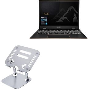 BoxWave Stand and Mount Compatible with MSI Summit E13 Flip EVO Professional (13 in) - Executive VersaView Laptop Stand, Ergonomic Adjustable Viewing Angle Metallic Riser - Metallic Silver