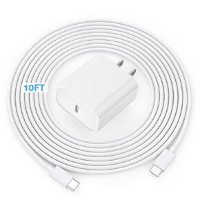 iPhone 16 Charger, 20W Apple USB C Fast Charging Wall Charge Adapter with 10FT USB Type C Charging Cable Cord Long Charger for iPhone 16/16 Plus/16 Pro/16 Pro Max/iPhone 15/15 Pro Max/iPad Pro/AirPods
