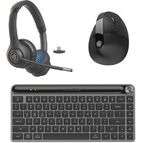 JLab Work Bundle, Go Work 2 Wireless Headset, Epic Mini Keyboard and JBuds Ergonomic Wireless Mouse