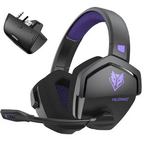 NUBWO G06 Upgraded 2.4Ghz Dongle & Wireless Gaming Headset for All-Platform - 23ms Low Latency Audio - 100-Hour of Playtime - 50mm Drivers(Black Purple)