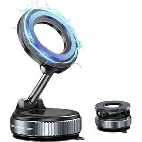 Magnetic Car Phone Holder, 360° Adjustable Suction Cup Phone Mount Vacuum Magnetic Cell Phone Car Mount for iPhone & Android for Car Dashboard, Windshield, Smooth Surfaces