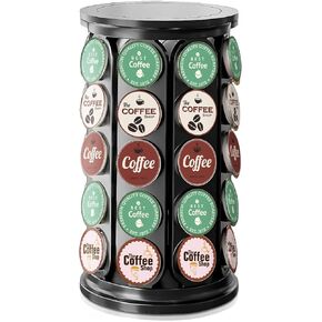 K Cup Holder, Coffee Pod Storage Carousel Holder Organizer Compatible with 40 Keurig K-Cup Pods, Home or Office Kitchen Counter Organizer（Black）
