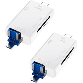 قارئ بطاقة SD لنظام Android ، بطاقة Micro SD إلى محول USB ، قارئ بطاقة USB C SD لقارئ بطاقة ذاكرة الكاميرا ، 6 في 1 SD Card Reader لمنصات هاتف الكمبيوتر (White 2 Pack)