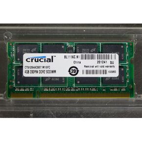 Crucial 4GB Single DDR2 667MHz (PC2-5300) CL5 SODIMM 200-Pin Notebook Memory