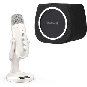 ZealSound USB Microphone k66w-us and ws18 Pop Filter Bundle