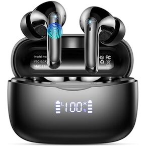 Wireless Earbuds, HiFi Sound Bluetooth 5.3 Headphones with 4 ENC Noise Mic, 56H Playtime Ear Buds with LED Display, USB-C, IPX7 Waterproof Wireless Headphones for Sports Workout