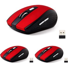 3 Pack Wireless Mouse, 2.4Ghz Wireless Mouse Computer Mouse1200DPI, 6 Buttons with Nano Receiver for Laptop,PC,Chromebook,Computer,Notebook,Office (Red)