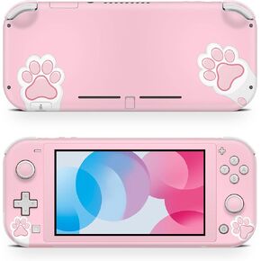ZOOMHITSKINS Pink Switch Lite Accessories, Compatible for Switch Lite Pink Skin, Paws Cats Pastel Pink Cute Kawaii Anime Gift for Cat Lovers, 3M Vinyl, Durable & Fit, Made in The USA