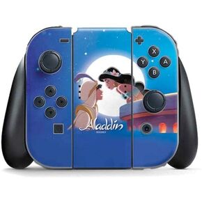 Skinit Decal Gaming Skin Compatible with Nintendo Switch (2017-2021) Joy-Con Controller - Officially Licensed Disney Aladdin Genie Faces Grid Design