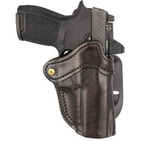 1791 GUNLEATHER P320 Paddle Holster - Optic Ready OWB CCW Leather Gun Holster for Belts - Right Handed - fits G43 Sig SP2022, P227, H&K VP40, P30L