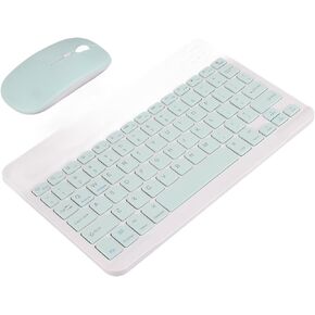 POCREATION Keyboard and Mouse,Green Keyboard and 10 Inchkeyboard Set USB Charging Ultra Thin Quiet Keyboard, with Dpi Mouse, Compatible with Cellphone Laptop (Green)