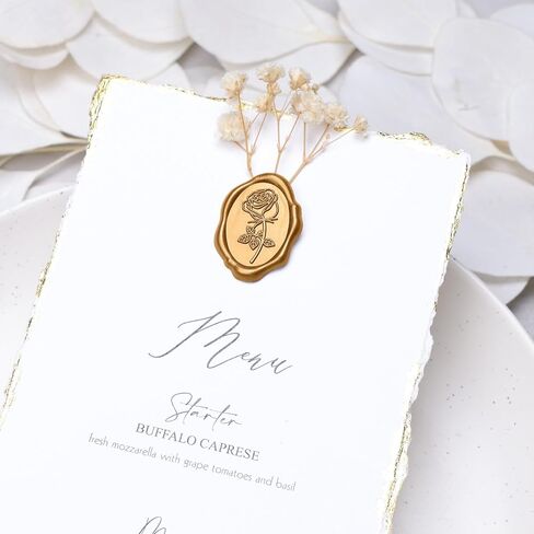 UNIQOOO Wax Seal Stickers - Rose Oval Wedding Invitation Envelope Seal Stickers, 50 Pcs Self- Adhesive Antique Gold Stickers, Perfect for Invitation, Christmas, Gift Wrapping, Party in Kuwait