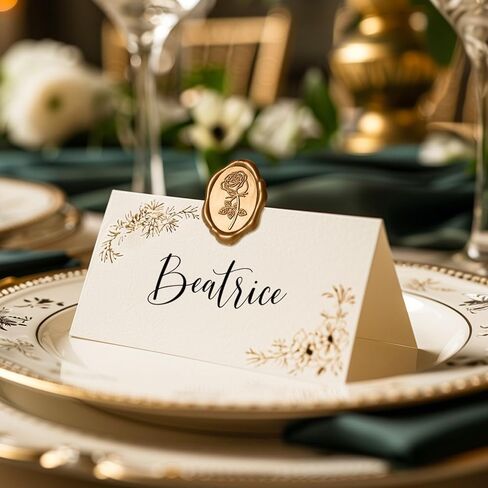 UNIQOOO Wax Seal Stickers - Rose Oval Wedding Invitation Envelope Seal Stickers, 50 Pcs Self- Adhesive Antique Gold Stickers, Perfect for Invitation, Christmas, Gift Wrapping, Party in Kuwait