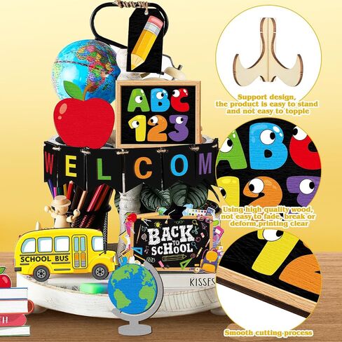 Hosuly 14 قطعة 4 يوليو مجموعة ديكور صينية متدرجة ريفي مزرعة صينية متدرجة زخرفة خشبية أحمر أبيض أزرق ديكور وطني يوم الاستقلال علامة خشبية لطاولة المنزل يوم الذكرى (نجمة) in Saudi Arabia