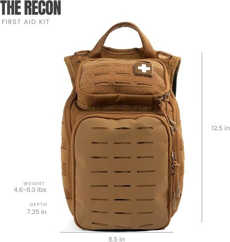 Medy Medic the Recon Standard Emergency Medical Kit - Essentials & Supplies Aides Lats Survival | يجب أن يكون من أجل أي منزل أو سيارة أو سفر أو مكتب أو عمل - Coyote in Kuwait