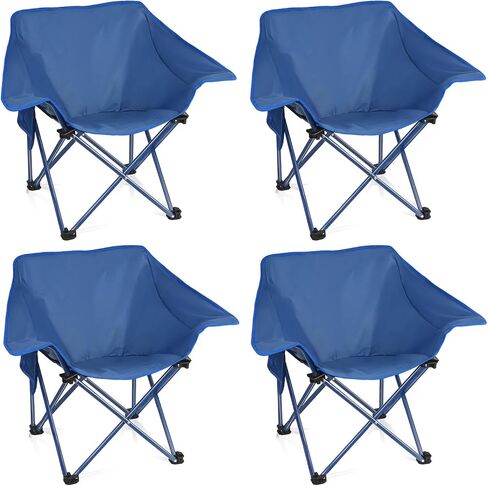 4 Pack Portable Camping Chair Compact Collapsible Outdoor Folding Sports Chairs for Adults Heavy Duty Camp Sporting Events Park Lawn 400 Lbs Black Black in Saudi Arabia