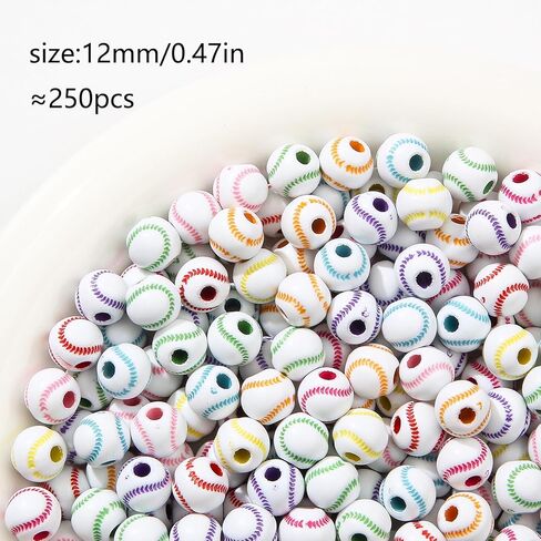 12mm Acrylic Beads Color Line Beads Assorted Colors Round Bubble Beads for DIY Craft Jewelry Necklace Making (Colored Lines) in Kuwait