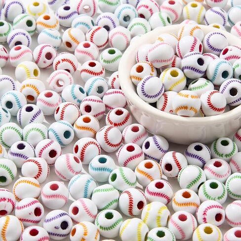 12mm Acrylic Beads Color Line Beads Assorted Colors Round Bubble Beads for DIY Craft Jewelry Necklace Making (Colored Lines) in Kuwait
