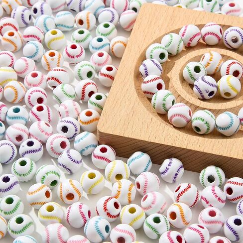 12mm Acrylic Beads Color Line Beads Assorted Colors Round Bubble Beads for DIY Craft Jewelry Necklace Making (Colored Lines) in Kuwait