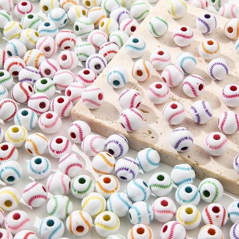 12mm Acrylic Beads Color Line Beads Assorted Colors Round Bubble Beads for DIY Craft Jewelry Necklace Making (Colored Lines) in Kuwait