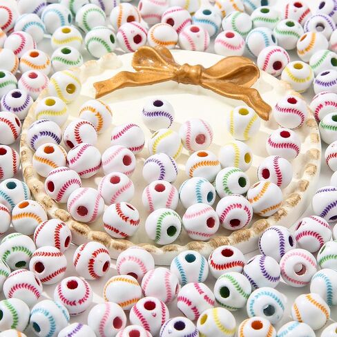 12mm Acrylic Beads Color Line Beads Assorted Colors Round Bubble Beads for DIY Craft Jewelry Necklace Making (Colored Lines) in Kuwait