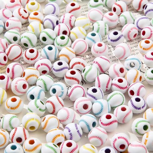 12mm Acrylic Beads Color Line Beads Assorted Colors Round Bubble Beads for DIY Craft Jewelry Necklace Making (Colored Lines) in Kuwait