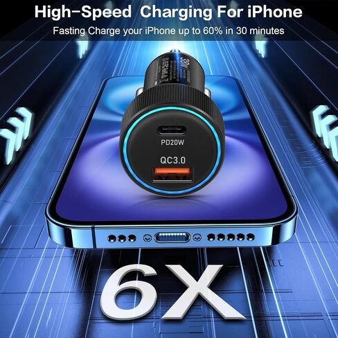 38W USB C Car Charger Fast Charging, 3Pack Cigarette Lighter Adapter, Car Phone Charger, Boxeroo Multi Port PD/QC 3.0 Cargador para Carro, 12v USB Outlet for iPhone 16e/16/15/14/13/12 Pro,Samsung in Saudi Arabia
