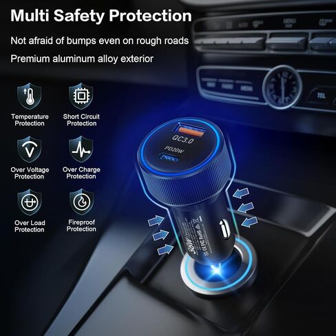 38W USB C Car Charger Fast Charging, 3Pack Cigarette Lighter Adapter, Car Phone Charger, Boxeroo Multi Port PD/QC 3.0 Cargador para Carro, 12v USB Outlet for iPhone 16e/16/15/14/13/12 Pro,Samsung in Saudi Arabia