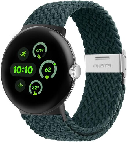 BlackPro Stretchy Braided Bands Compatible with Google Pixel Watch 3 45mm Band, Adjustable Elastic Nylon Breathable Sport Straps for Pixel 3 Watch Band 45mm for Men - Upgraded Connector in Saudi Arabia