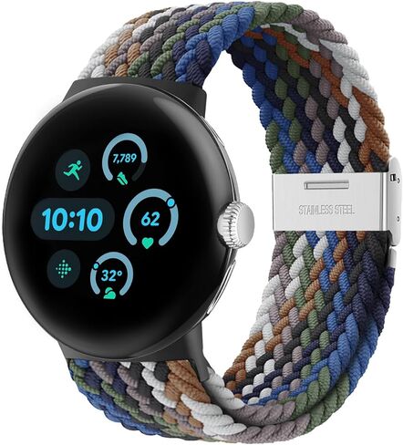 BlackPro Stretchy Braided Bands Compatible with Google Pixel Watch 3 45mm Band, Adjustable Elastic Nylon Breathable Sport Straps for Pixel 3 Watch Band 45mm for Men - Upgraded Connector in Saudi Arabia