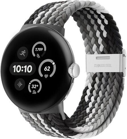 BlackPro Stretchy Braided Bands Compatible with Google Pixel Watch 3 45mm Band, Adjustable Elastic Nylon Breathable Sport Straps for Pixel 3 Watch Band 45mm for Men - Upgraded Connector in Saudi Arabia