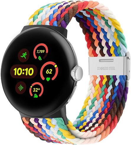 BlackPro Stretchy Braided Bands Compatible with Google Pixel Watch 3 45mm Band, Adjustable Elastic Nylon Breathable Sport Straps for Pixel 3 Watch Band 45mm for Men - Upgraded Connector in Saudi Arabia