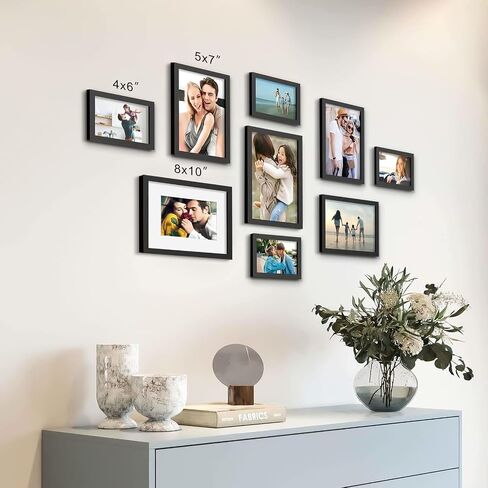 ATOBART 8x10 OAK إطار صور من الخشب الطبيعي، 2 حزمة إطارات صور من الزجاج الحقيقي معرض للتعليق على الحائط الأمامي للجدار وعرض الطاولة، مجموعة من 2 in Kuwait