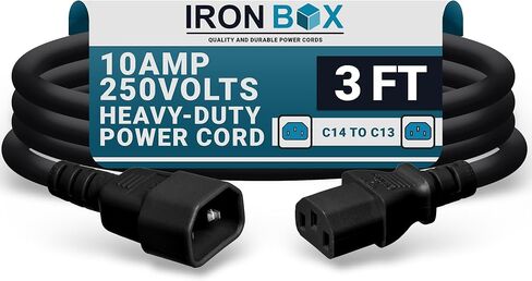Ironbox Electric C14 to C13 Power Cord - 10A/250V ، 18/3 AWG SJT - UL Cable & Jumper Scords - سلك تمديد الطاقة الثقيل لجهاز الكمبيوتر المكتبي ، الشاشة ، جهاز العرض ، PDU والمزيد (6 قدم ، أحمر) in Kuwait