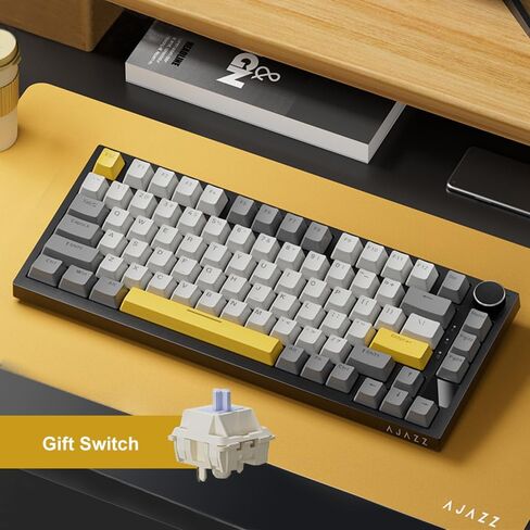 AJAZZ AK820 Pro 75% Gaming Keyboard, Triple Mode Connected RGB Backlit Mechanical Keyboard with TFT Smart Screen Display and Knob(White, Gift Switch) in Saudi Arabia