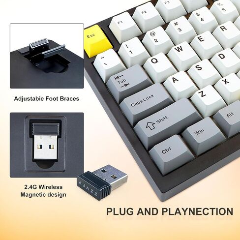 AJAZZ AK820 Pro 75% Gaming Keyboard, Triple Mode Connected RGB Backlit Mechanical Keyboard with TFT Smart Screen Display and Knob(White, Gift Switch) in Saudi Arabia