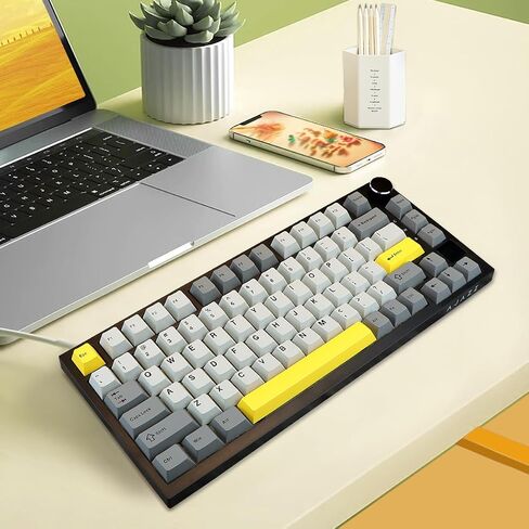 AJAZZ AK820 Pro 75% Gaming Keyboard, Triple Mode Connected RGB Backlit Mechanical Keyboard with TFT Smart Screen Display and Knob(White, Gift Switch) in Saudi Arabia