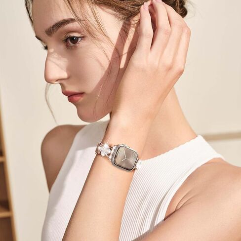 Slim Metal Band Compatible with Apple Watch Bands for Women 40mm 41mm 42mm 38mm 44mm 45mm 46mm,Thin Stainless Steel Mesh Magnetic Strap with Bling Charms for iWatch Series 10/9/8/7/6/5/4/3/2/1/SE in Saudi Arabia