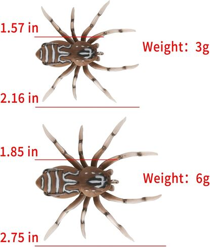 Spider Lure Fishing Lure for Bass Fishing (1.57in /1.85in) | Spider Lure with Self-Righting Ballast for Natural Walking Action | Topwater Fishing Bait, Hollow Body Weedless in Saudi Arabia