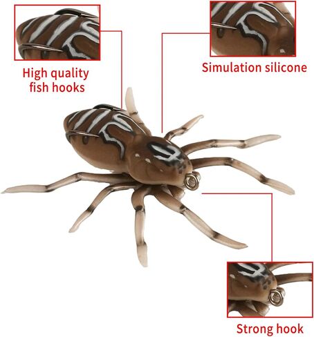 Spider Lure Fishing Lure for Bass Fishing (1.57in /1.85in) | Spider Lure with Self-Righting Ballast for Natural Walking Action | Topwater Fishing Bait, Hollow Body Weedless in Saudi Arabia