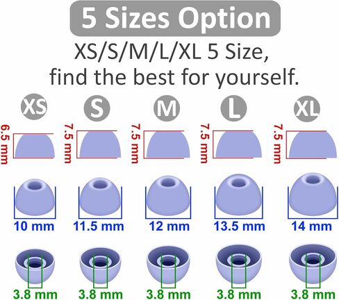 10 Pairs Powerbeats Pro 2 Ear Tips Set, XS/S/M/L/XL 5 Size Replacement Flexible Silicone Comfortable Fit in Case Eartips Earbuds with Storage Case for Powerbeats Pro 2nd - Hyper Purple in Kuwait