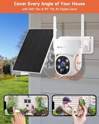 yeewise [Add-on Camera] Wire-Free Home Security Camera, Wireless Solar Security Camera Outdoor, Battery/Solar Powered, 365-Day Non-Stop Power, 100% Wireless, 2K 4MP Super HD, Requires NVR to Work in Kuwait