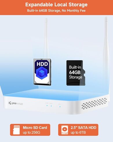 yeewise [Add-on Camera] Wire-Free Home Security Camera, Wireless Solar Security Camera Outdoor, Battery/Solar Powered, 365-Day Non-Stop Power, 100% Wireless, 2K 4MP Super HD, Requires NVR to Work in Kuwait