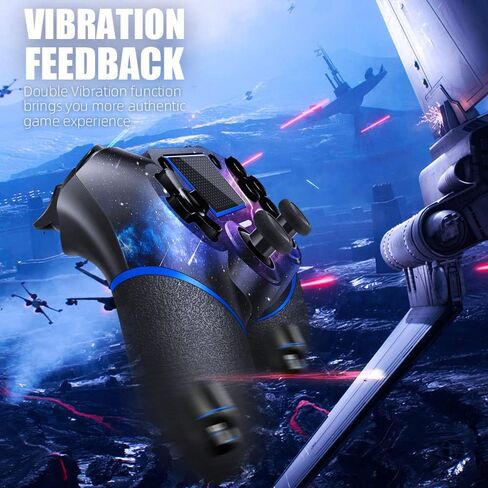 قطعتان من وحدة التحكم اللاسلكية لجهاز PS4، وظيفة الصوت والتوربو مقاس 3.5 مم، عصا تحكم باللونين الأبيض والأسود بتصميم مخصص V2 Gamepad لجهاز PS4، متوافقة مع PS4 وSlim وPro والكمبيوتر الشخصي in Kuwait