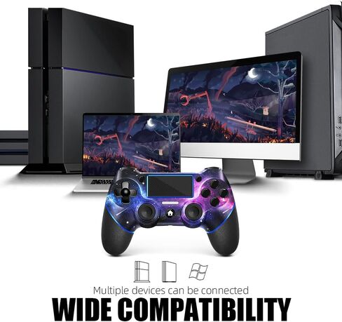 قطعتان من وحدة التحكم اللاسلكية لجهاز PS4، وظيفة الصوت والتوربو مقاس 3.5 مم، عصا تحكم باللونين الأبيض والأسود بتصميم مخصص V2 Gamepad لجهاز PS4، متوافقة مع PS4 وSlim وPro والكمبيوتر الشخصي in Kuwait